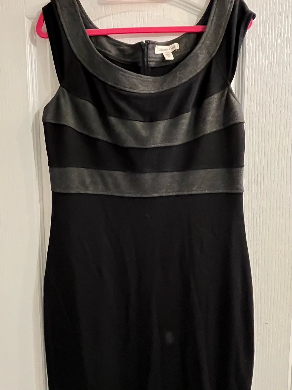 Coldwater Creek Black Mini Dress with Faux-Leather Trim